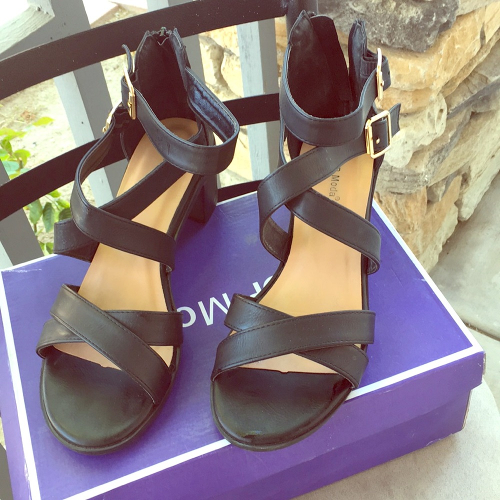 Black Leather clog heels